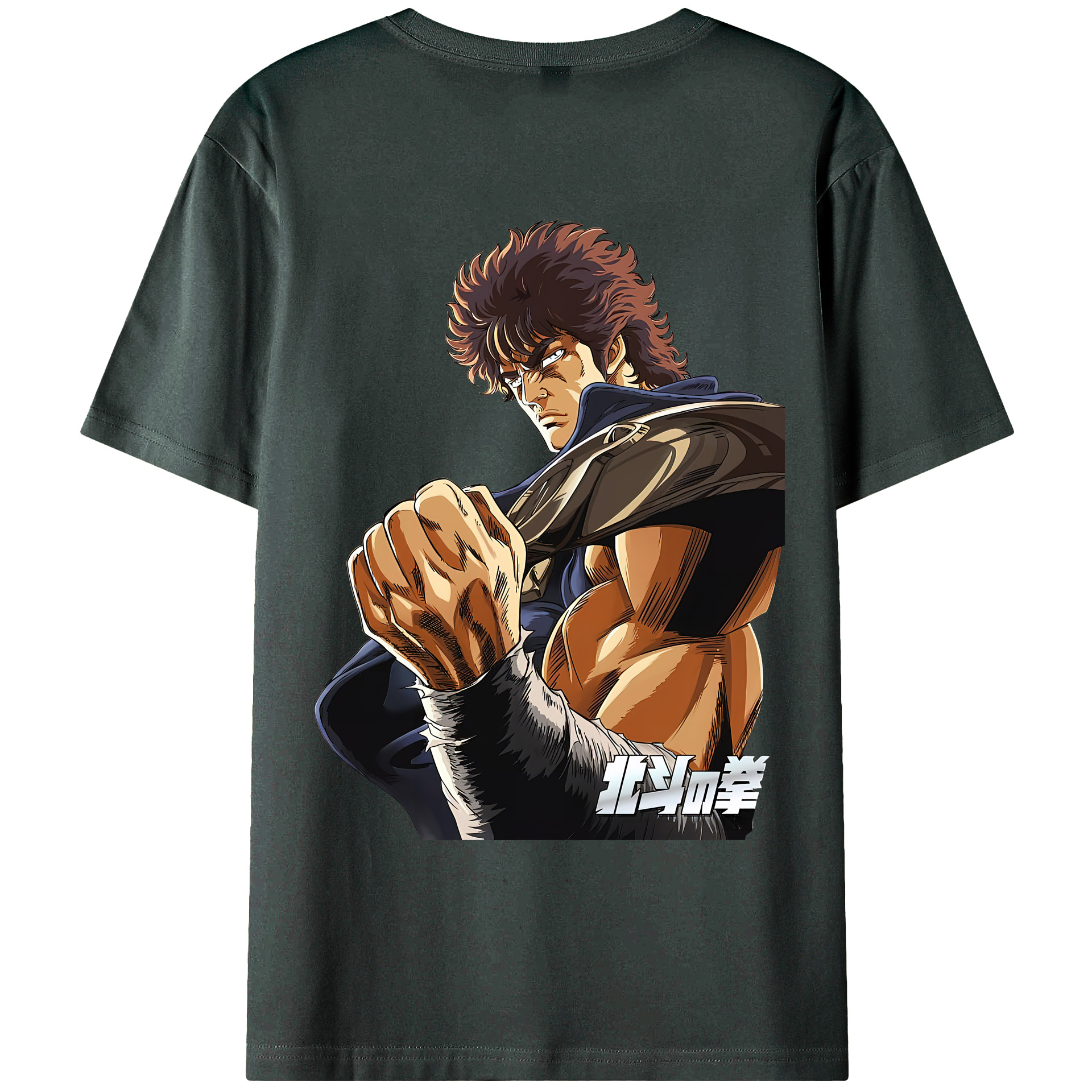 （画像用） 北斗の拳 Fist of the North Star 綿100％ メンズ半袖Tシャツ（バックプリント） 通気性